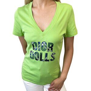 Christian Dior Vintage 2004 Dolls Logo T-shirt Top #44 Light Green [106026]